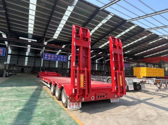 Air or Mechanical Suspension Low Bed Trailer for 60-120 Tons Excavator Transportation