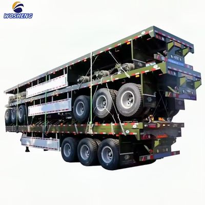 4 Axle 20FT 40FT Flatbed Semi Truck Trailer Container Semi Trailer with 12R22.5 Tires