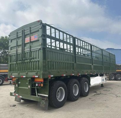 3 Axles Semi Trailer Fence Cargo Trailer with Rim 8.00-20 and King Pin 3/5&quot; 90 at Nice