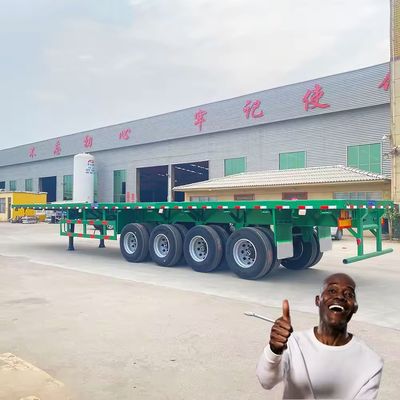 12R22.5 Tire Flatbed Semi Trailer for Africa Tare Weight 20T-80T Container Transport