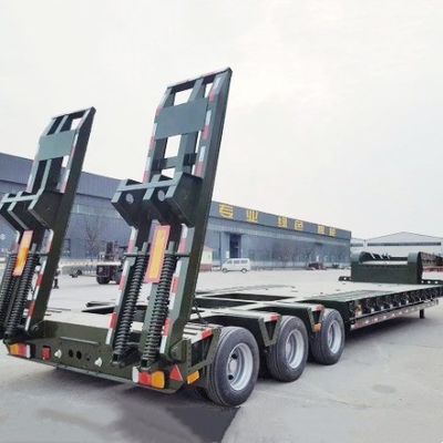 120T Capacity Low Bed Truck Semi Trailer Suspension Air or Mechanical with Guarantee