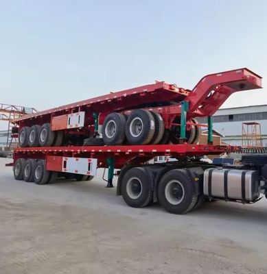 3 Axle 20ft 40ft Flatbed Container Trailer with Q345b Main Beam and Customization