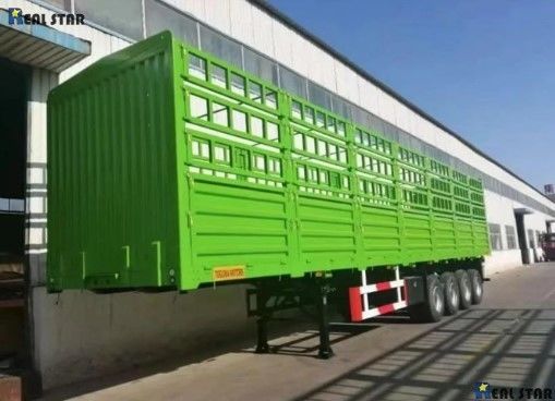 Customized 3 Axle Cattle Stock Fence Semi Truck Trailer with 10 Layers Leaf Spring