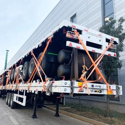 3/4 Axle Container Flatbed Truck Semi Trailer for Brake System Dual Line Braking System