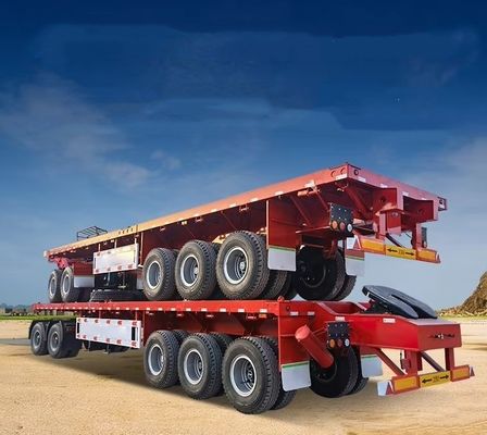 20FT 40FT Double Link Flatbed Semi Truck Trailer with and AIR/Mechanical Suspension