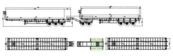 20FT 40FT Double Link Flatbed Semi Truck Trailer with and AIR/Mechanical Suspension