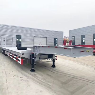 3 or 4 Axle Gooseneck Lowbed Semi-Trailer with 60-100 Tons Capacity and Steel Flatbed
