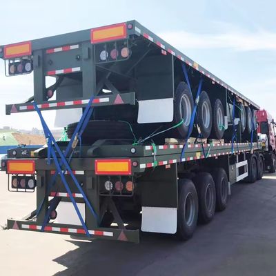 50 Tons Loading Capacity Semi Trailer 3 Axle 40 Ton Flatbed Trailer with Q345b Main Beam