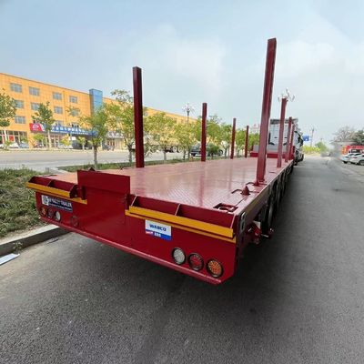 Customized 3/4 Axles 40FT Container Timber Steel Tube Lowbed Semi Trailer for Truck