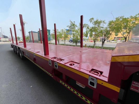 Customized 3/4 Axles 40FT Container Timber Steel Tube Lowbed Semi Trailer for Truck