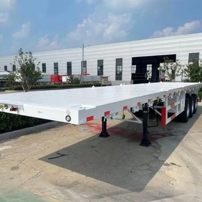 Customized 3 Axles 40FT Container Flat Bed Semi Truck Trailers with Max Payload 100tons