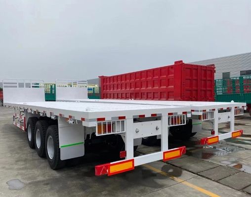 Customized 3 Axles 40FT Container Flat Bed Semi Truck Trailers with Max Payload 100tons
