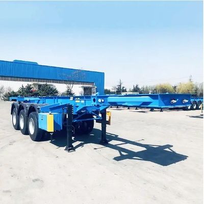Transport Function 3 Axle Blue Skeleton Semi Trailer for Transporting 40ft Container