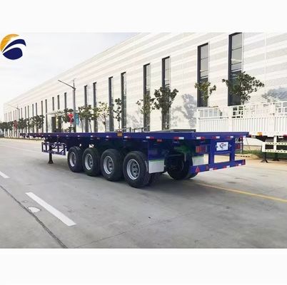 40Ft Flatbed Trailer 3Axles 4Axles Flat Bed Container Truck Semi Trailer by Wosheng