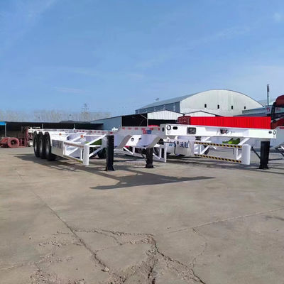 More Popular Red Yellow Color 50T 3 Axle Skeleton Semi Trailer for 20ft 40ft Containers