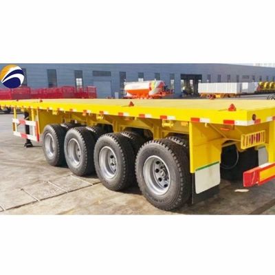 Outside 12400*2610*1550mm 3 Axle 4 Axle Flatbed Semi Trailer for 20FT 40FT Container