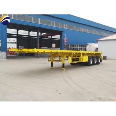 Outside 12400*2610*1550mm 3 Axle 4 Axle Flatbed Semi Trailer for 20FT 40FT Container