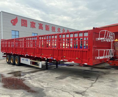 3 Axles 40-80tons Drop Side Livestock Farm Side Wall Fence Semi Truck Trailers Direct