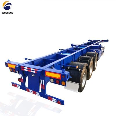 WOSHENG Tri-Axle 40FT 3 Axles 40 Ton Loading Chassis Skeleton Semi Trailer with Materials