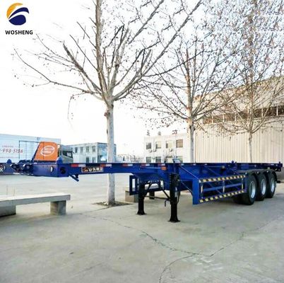 WOSHENG Tri-Axle 40FT 3 Axles 40 Ton Loading Chassis Skeleton Semi Trailer with Materials