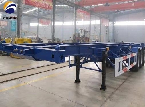 WOSHENG Tri-Axle 40FT 3 Axles 40 Ton Loading Chassis Skeleton Semi Trailer with Materials