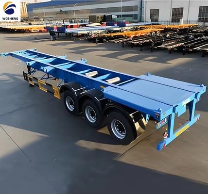 WOSHENG Tri-Axle 40FT 3 Axles 40 Ton Loading Chassis Skeleton Semi Trailer with Materials