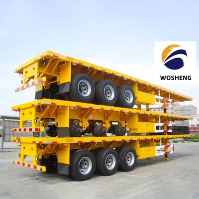 40-80tons Capacity Flatbed Semi Trailer 3 4 Axles 12R22.5 Tires Steel Material