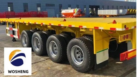 40-80tons Capacity Flatbed Semi Trailer 3 4 Axles 12R22.5 Tires Steel Material
