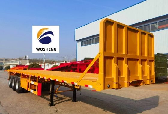 40-80tons Capacity Flatbed Semi Trailer 3 4 Axles 12R22.5 Tires Steel Material