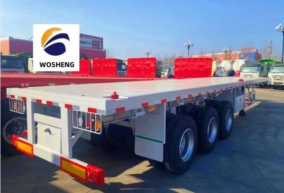 40-80tons Capacity Flatbed Semi Trailer 3 4 Axles 12R22.5 Tires Steel Material
