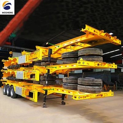 Transport 40ft Container wosheng 3 Axis Skeleton Semi Trailer with Container Lock