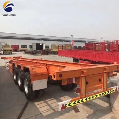 Transport 40ft Container wosheng 3 Axis Skeleton Semi Trailer with Container Lock