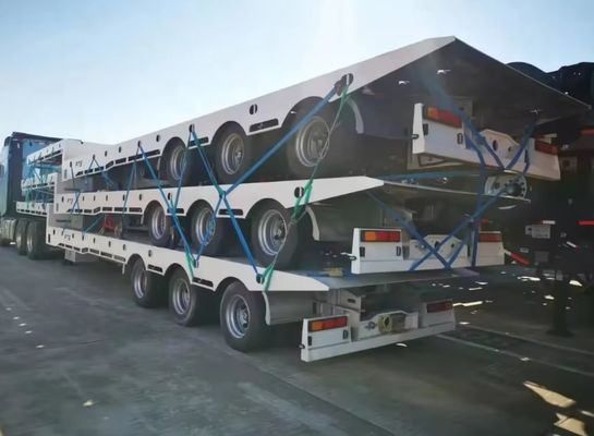 Steel LowBed Semi Trailer for Zimbabwe 3-Axle 40-80ton Hydraulic Ladder Loader Drop Deck