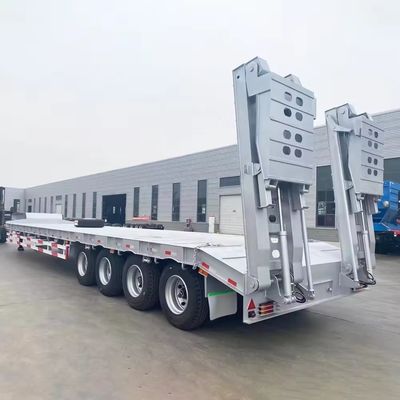Low Flatbed Trucks Trailer Max Loading 150 Tons Gooseneck 3 Axle 4 Axles