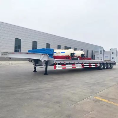 Low Flatbed Trucks Trailer Max Loading 150 Tons Gooseneck 3 Axle 4 Axles