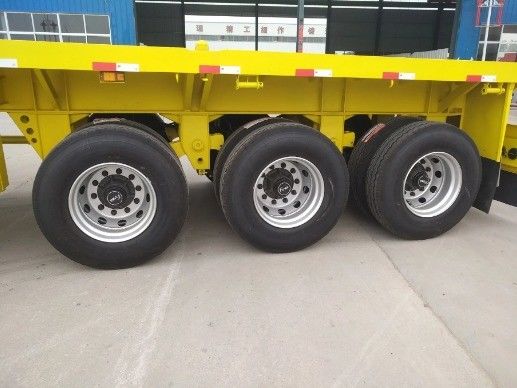 Transport Heavy Machinery with Steel 3 Axles Flat Bed Trailer and Mechanical Suspension