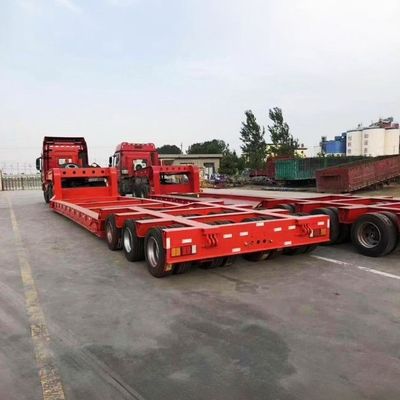 Durable Hydraulic Ramp Multi Axles 3 4 Axle Load Excavator Lowbed Truck Semi Trailer