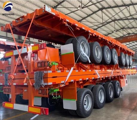 3 Axle 4 Axle 40-120tons Flat Bed 20ft 40ft 45ft 53ft Container Flatbed Truck Trailer