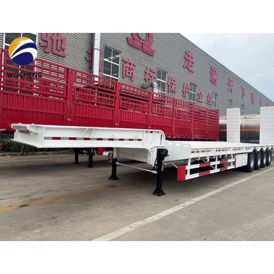 Lowboy Semi Trailer for Excavators and Large Equipment 3 Axle Flat Truck