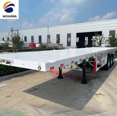 3 Axle Flatbed Semi Trailer for 20ft or 40ft Container Transport Rim 9.0-22.5