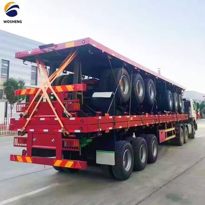 3 Axle Flatbed Semi Trailer for 20ft or 40ft Container Transport Rim 9.0-22.5