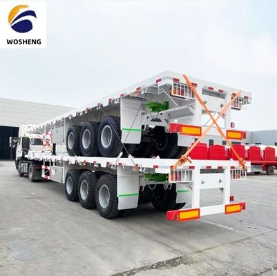 3 Axle Flatbed Semi Trailer for 20ft or 40ft Container Transport Rim 9.0-22.5