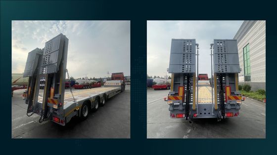 Mechanical or Air Suspension 3 Axles LowBed Semi Trailer for Heavy Load Transportation