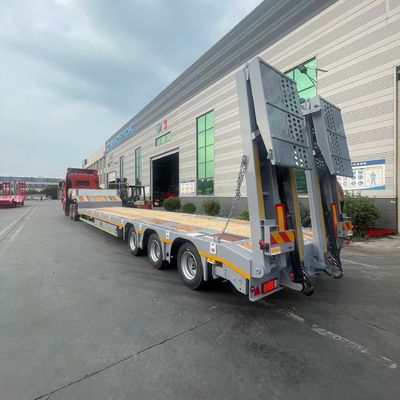 Mechanical or Air Suspension 3 Axles LowBed Semi Trailer for Heavy Load Transportation