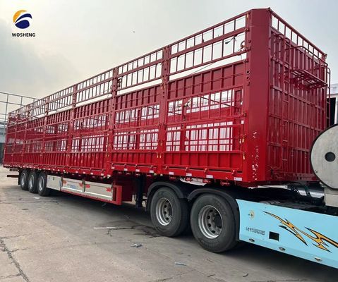 3 Axles High Fence Semi Trailer For Transporting Cattle Cow With Rim 8.5-20 And Durable