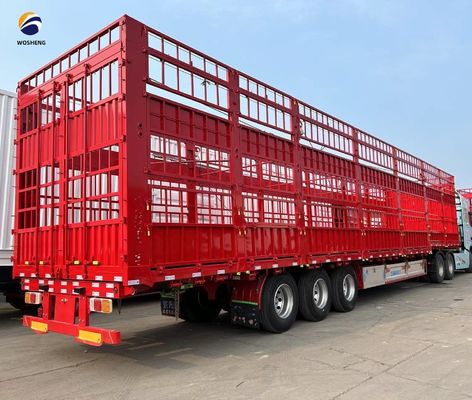 3 Axles High Fence Semi Trailer For Transporting Cattle Cow With Rim 8.5-20 And Durable