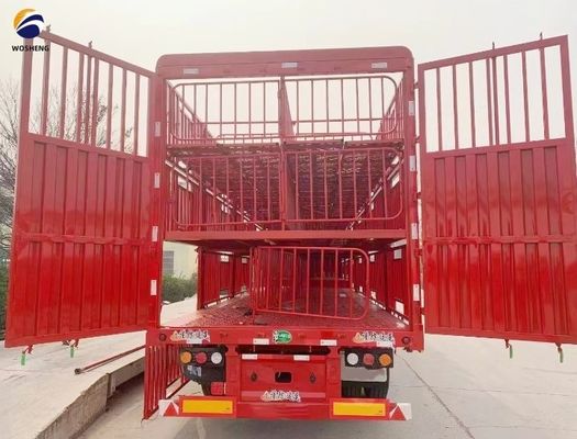 3 Axles High Fence Semi Trailer For Transporting Cattle Cow With Rim 8.5-20 And Durable