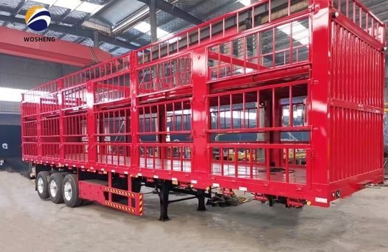 3 Axles High Fence Semi Trailer For Transporting Cattle Cow With Rim 8.5-20 And Durable