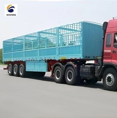 3 Axle Fence Semi Trailer For Transporting Vegetable And Livestock 12400x2500x3650mm