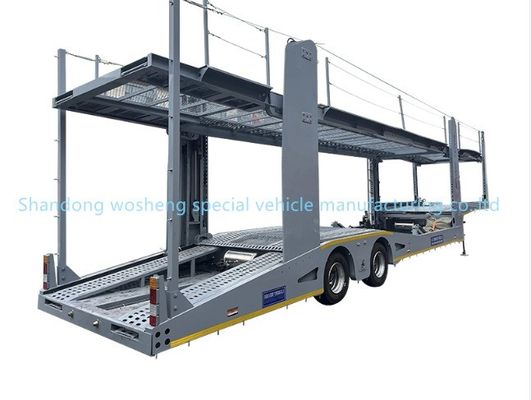 Steel 2/3 Axle 8 Position Car Carrier Semi Trailer with -Produced Air Drum Brake System